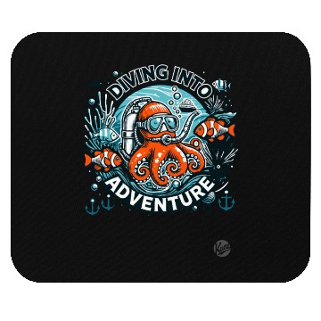 Discover Diving Into Adventure – Octopus Diver Mouse Pads