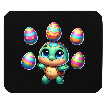 Discover Turtle juggling colorful Easter eggs Mouse Pads