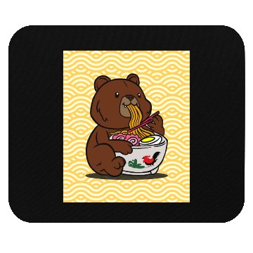 Discover Cute Bear Ramen - Kawaii Cartoon Brown Bear Mouse Pads
