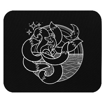 Discover 7 Tailed Fox - White 4 Black - DESIGN Mouse Pads