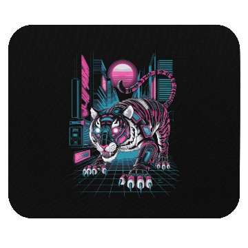 Discover Cyberpunk Neon Tiger Futuristic Design Mouse Pads