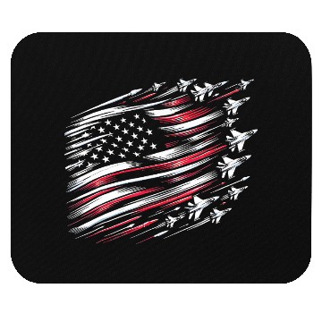 Discover Patriotic Red Blue Us Flag Fighter Jets Mouse Pads