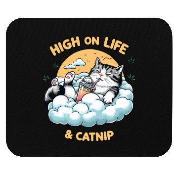 Discover High on Life & Catnip - Floating Cat Art Mouse Pads