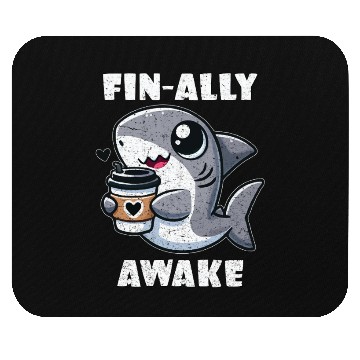 Discover Fin-ally Awake Coffee Shark lover Mouse Pads