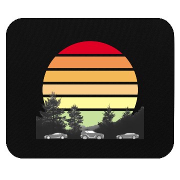 Discover Green Horizons – Sun, Trees, and Vehicles Logo Mouse Pads