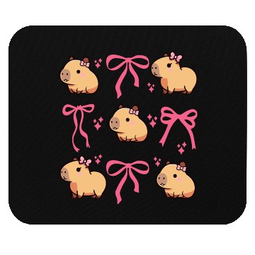 Discover Cute Capybara with Pink Ribbon Bow Mouse Pads