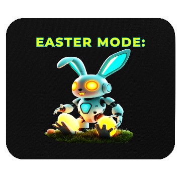 Discover Easter Mode Cybernetic Bunny with Glowing Eggs Mouse Pads