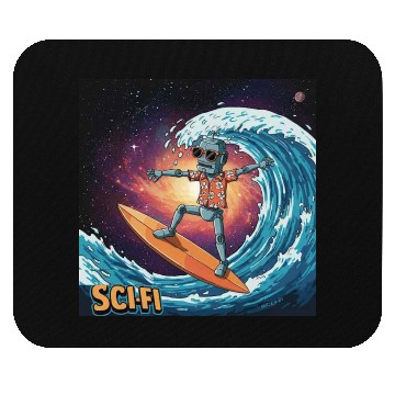 Discover Sci- Fi: Surfer Robot In Outer Space Mouse Pads