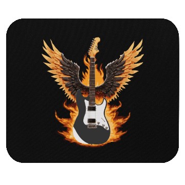 Discover Flaming Guitar with Wings – Rock & Roll Mouse Pads
