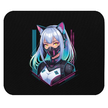 Discover Cyberpunk Girl Cat Ears Mouse Pads