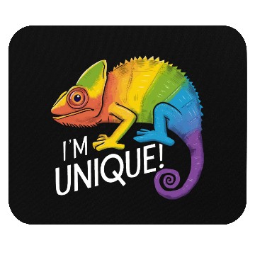 Discover Rainbow Chameleon - "I'm Unique!" Colorful Animal Mouse Pads