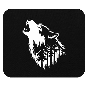 Discover Howling Wolf & Forest Silhouette Mouse Pads
