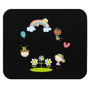 Discover Children of the Earth with Rainbow Flowers Balloon Mouse Pads