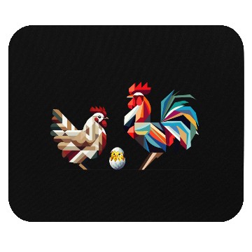 Discover Rooster, Hen, and Chick – Geometric Easter Motif Mouse Pads