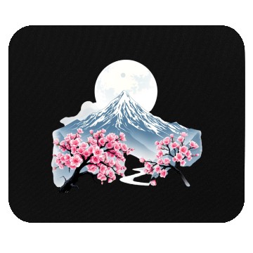 Discover Japanese mount fuji Sakura tree Cherry blossom Mouse Pads