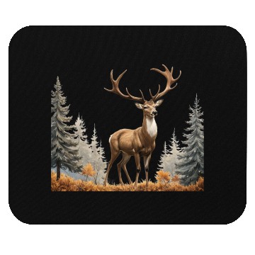 Discover Majestic Deer: A Golden Stance in Nature's Embrace Mouse Pads