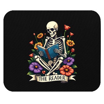 Discover The Reader Tarot Card Skeleton Reading a Book Mouse Pads