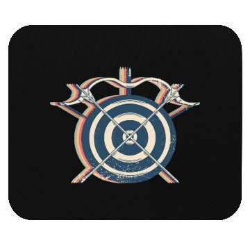 Discover Archery Archer Bow and Arrow Retro Line Art Mouse Pads