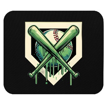 Discover Baseball and Bat Dripping Green Mouse Pads