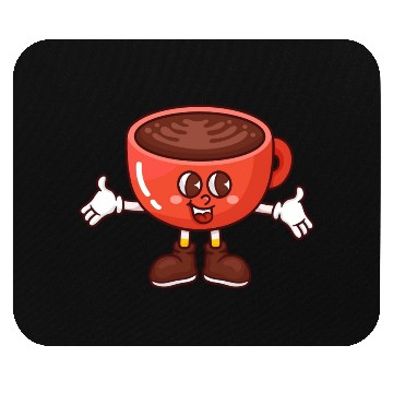 Discover Charming Coffee Cup Character Illustration Mouse Pads