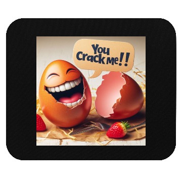 Discover A cracked Easter egg laughing with the caption Mouse Pads