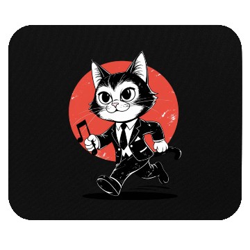 Discover Whimsical Black White Cat Conductor Mouse Pads