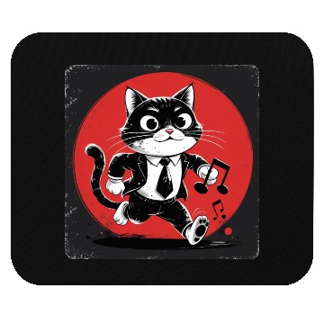 Discover Whimsical Black White Cat Conductor Vintage S Mouse Pads
