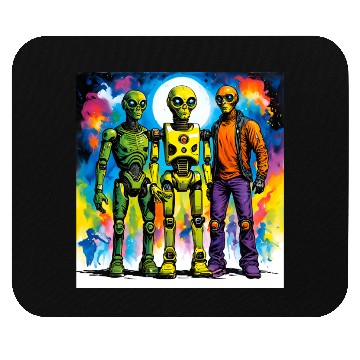 Discover The alien and the robot Mouse Pads