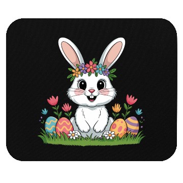 Discover Easter Bunny Flower Crown Spring Eggs Mouse Pads