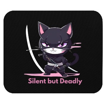 Discover Silent But Deadly – Chibi Ninja in Action Mouse Pads