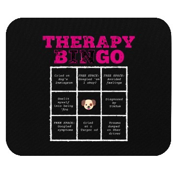 Discover Therapy Bingo Card Mouse Pads Dark Humor Mental Healt