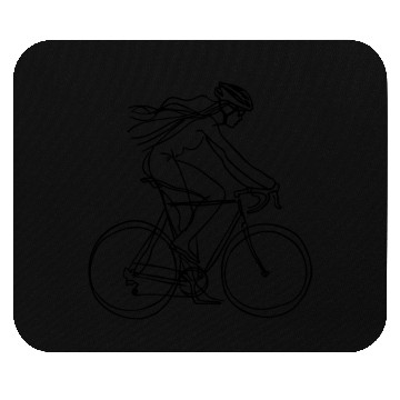 Discover Cycling Girl One Line Drawing Mouse Pads