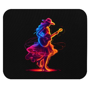 Discover Guitar Player Girl Synthwave Mouse Pads
