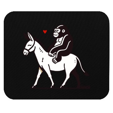 Discover Gorilla Riding Donkey with Heart Mouse Pads