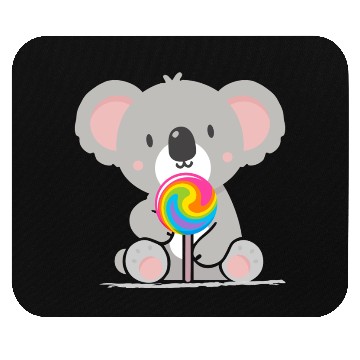 Discover Cute koala with a colorful lollipop Mouse Pads