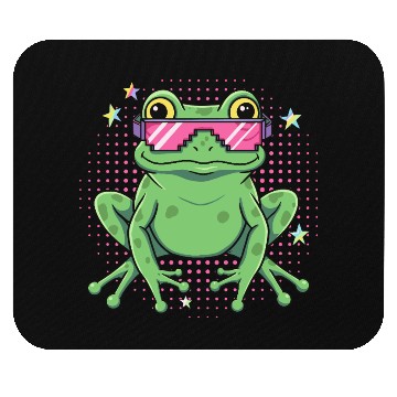 Discover funky frog with pixel glasses Mouse Pads