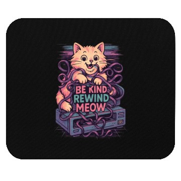 Discover Be Kind Rewind Meow Retro Vibe 80s 90s VHS Mouse Pads