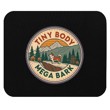Discover Tiny Body Mega Bark Corgi Adventure Retro design Mouse Pads