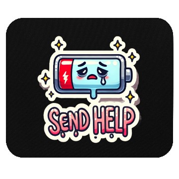 Discover A Battery Icon at 1% with "Send Help" Mouse Pads