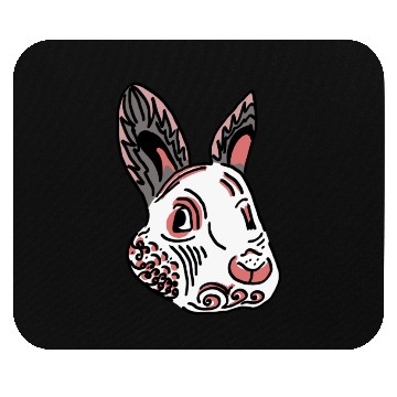 Discover Fantasy Rabbit Face in Ethnic Strokes Mouse Pads