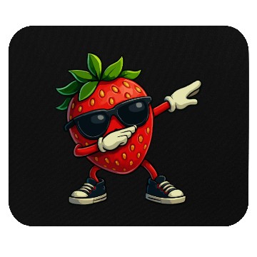 Discover Funny Dabbing Strawberry With Sunglasses Mouse Pads