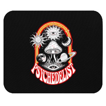 Discover Psychedelic Mushrooms. Glowing Cosmic Design with Mouse Pads
