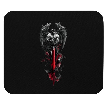 Discover Dark Fallen Angel with Crimson Sword Mouse Pads