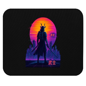 Discover Neon Samurai - Cyberpunk Warrior Art Mouse Pads