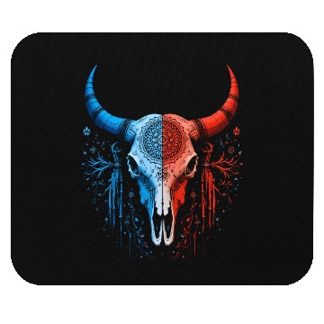 Discover Tribal Skull Design Red Blue Split Art Mouse Pads
