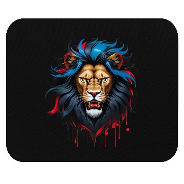 Discover Fierce Fantasy Lion – Stylized Majesty in Motion Mouse Pads