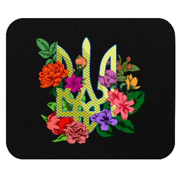 Discover Ukrainian heraldry trident tryzub with blooming Mouse Pads