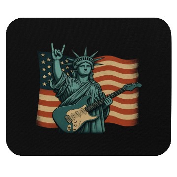 Discover 4th of July Statue Of Liberty Rock Guitar USA Flag Mouse Pads