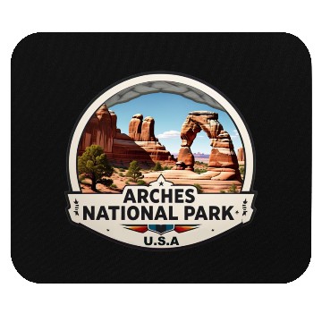 Discover Arches National Park USA Logo Mouse Pads