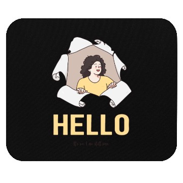 Discover Hello Quote with Peeking Character – Fun Greeting Mouse Pads
